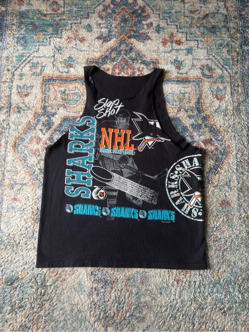 Vintage San Jose Sharks Logos Tank Top Large